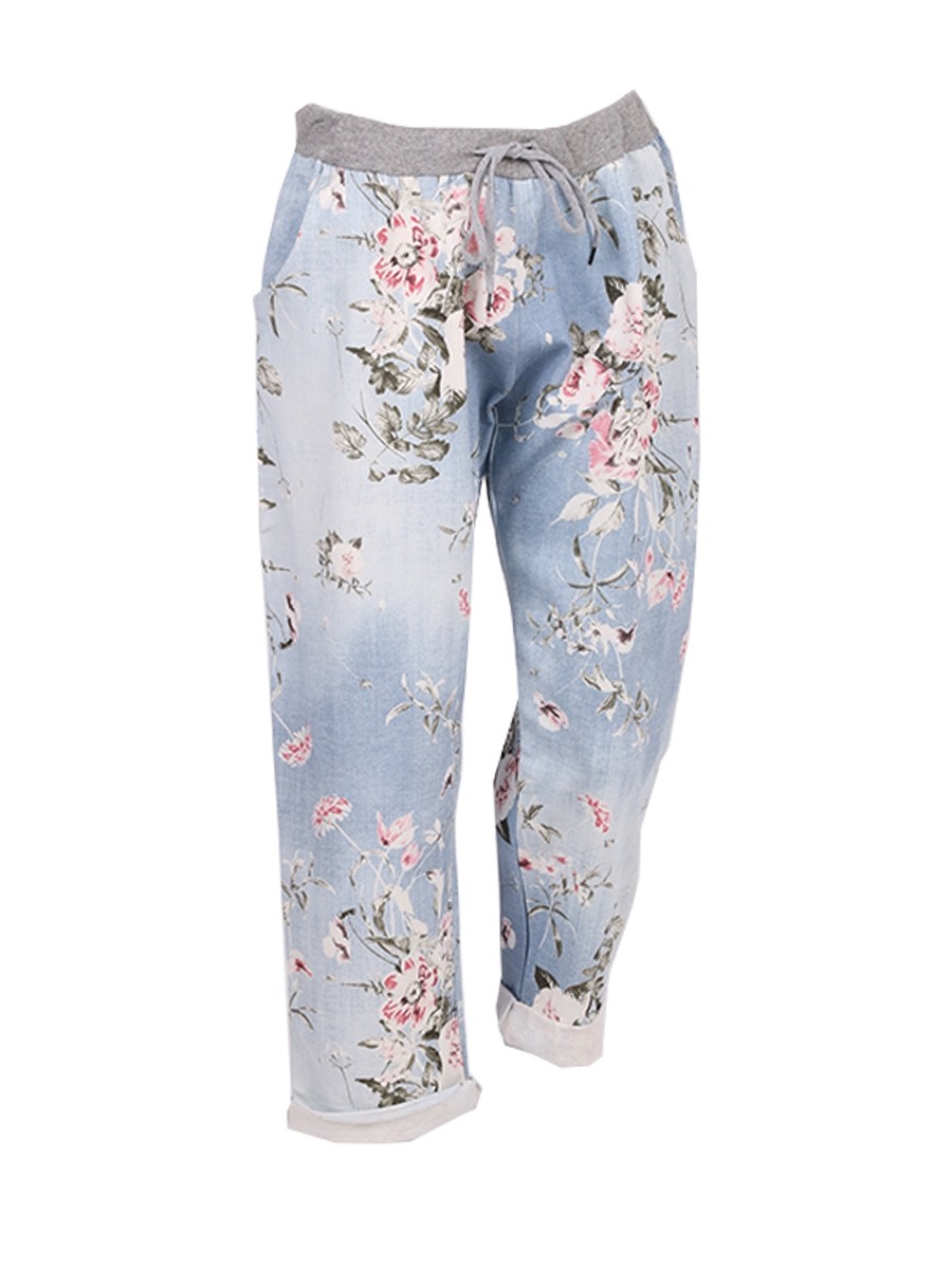 Floral and leaf patterned denim pants for everyday wear png download -  3756*3612 - Free Transparent Jeans png Download. - CleanPNG / KissPNG